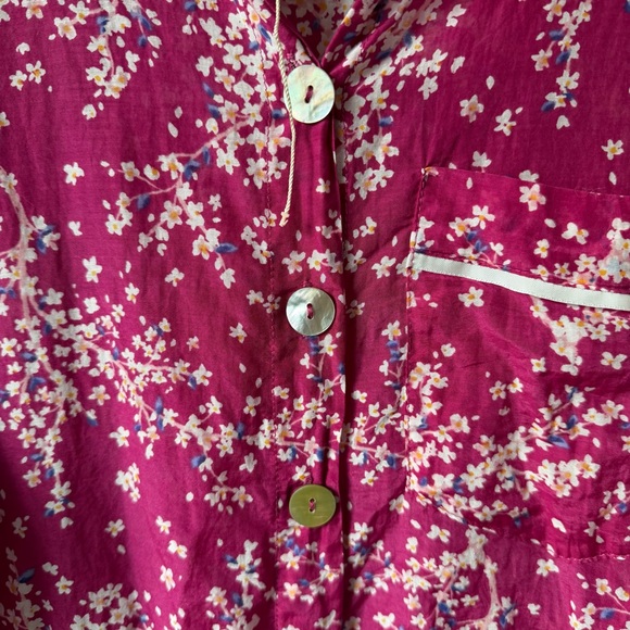 Anthropologie Papinelle Cheri Blossom Full Length Pajama Set Size L Silk Blend - Picture 4 of 16